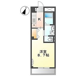 リバレイン東原 1Kの間取図画像