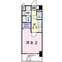 アイ・フィオーレ東原 1Kの間取図画像