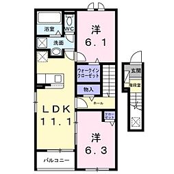 緑井3丁目アパート 2LDKの間取図画像