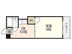 BAUHAUS祇園新道 1DKの間取図画像