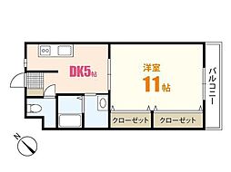シャトームジカ 1DKの間取図画像