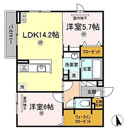 メゾン・ド・シェリ 2LDKの間取図画像