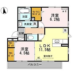 コーポラスヤナセ3A 2LDKの間取図画像