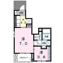 ソーレ二葉 2Kの間取図画像
