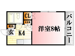 観ビル 1Kの間取図画像