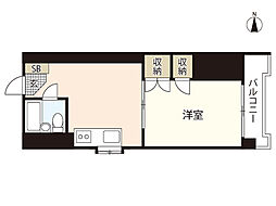 クレアーレ京橋川 1DKの間取図画像