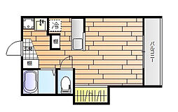 Yビル弐番館 ワンルームの間取図画像
