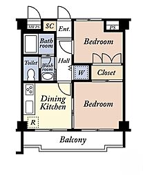 ライオンズマンション調布国領 2DKの間取図画像