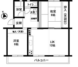 西小中台住宅25号棟 2LDKの間取図画像