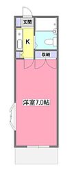 ビューパレス清瀬II 1階1Kの間取り