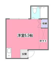 メゾン・ド・シャルマン 2階ワンルームの間取り