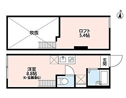 グランデ清瀬 2階ワンルームの間取り