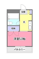 エメラルドハイツ ワンルームの間取図画像