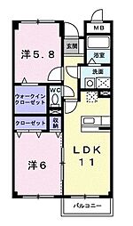 エル・ファーレB 2LDKの間取図画像