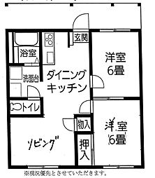 メゾンパーク３ 2階2LDKの間取り