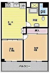 日東マンションサンシャイン谷塚 2DKの間取図画像