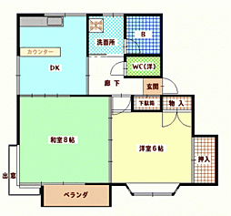 ヴォーン・フロイラインB 2DKの間取図画像