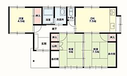 KEM飯塚市上三緒1期 3DKの間取り