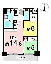 エイジングコート奈良新大宮 2LDKの間取図画像