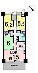 イトーピア生駒ファインコート東棟 3LDKの間取図画像