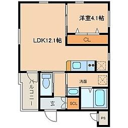 グランレーヴ吹上 1LDKの間取図画像