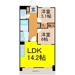 セレーノ原 2LDKの間取図画像