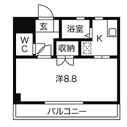 セントラルハイツ滝川 1Kの間取図画像