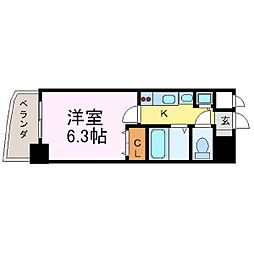 プレサンス大須観音駅前サクシード 1Kの間取図画像