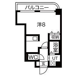 WILL鶴舞 1Kの間取図画像