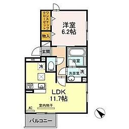 メゾンドゥリベルテ2 1LDKの間取図画像
