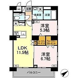JR中央本線 千種駅 徒歩2分の賃貸マンション 5階2LDKの間取り