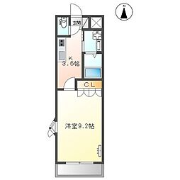 レインボーシティーS2 1Kの間取図画像