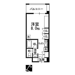 リッツィ本山 ワンルームの間取図画像
