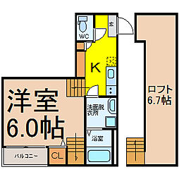 K&KDream今池 1SKの間取図画像