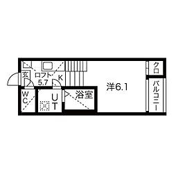 アジュール鶴舞 1SKの間取図画像