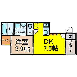 ラ・フィーユ御器所 1LDKの間取図画像