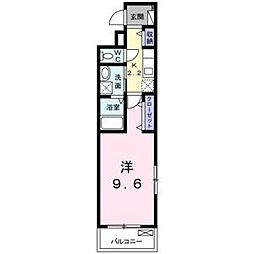 コーポハピネス白砂 1Kの間取図画像