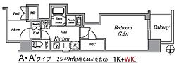 エステムコート名古屋平安通クチュール 1Kの間取図画像