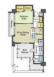 白壁リンクス 1LDKの間取図画像