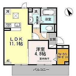 レジデンス春岡 1LDKの間取図画像