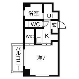 プロシード吹上 1Kの間取図画像