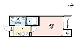 CRASTINE東味鋺3丁目 1Kの間取図画像