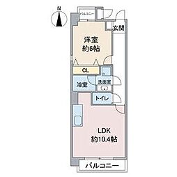 ルミナス城見 1LDKの間取図画像