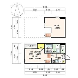 ディオステージ新栄 1Kの間取図画像