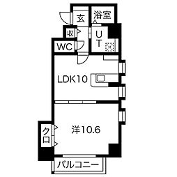 プロビデンスアオイタワー 1LDKの間取図画像