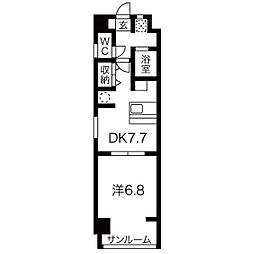 名古屋市営鶴舞線 植田駅 徒歩4分の賃貸マンション 2階1LDKの間取り