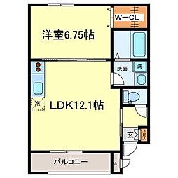 ルシクラージュ 3階1LDKの間取り