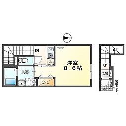 エミフル妙音 2階1Kの間取り