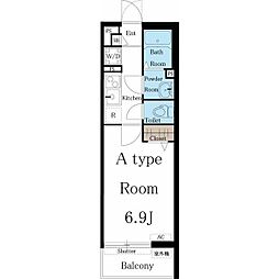 リブリ・吹上 2階1Kの間取り