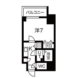エスプレイス鶴舞ガーデンテラス 5階1Kの間取り